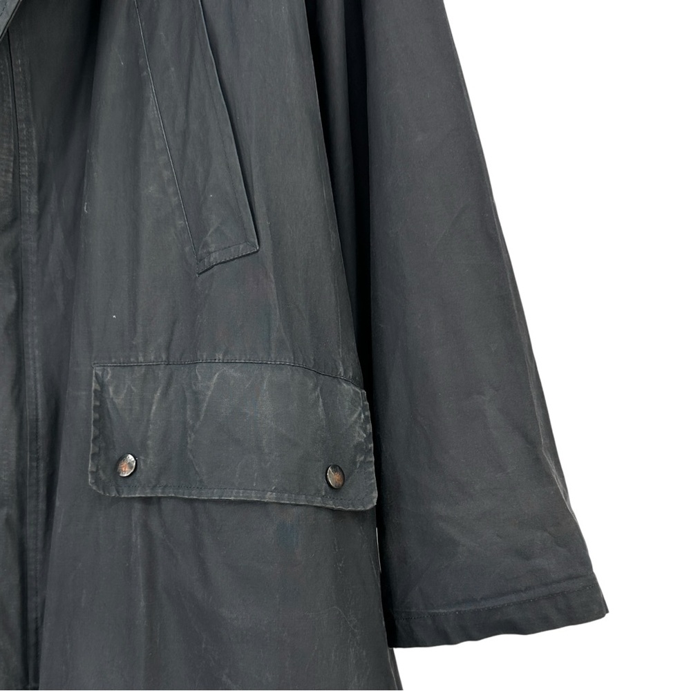 Vintage Burberry Washed Black Black Waxed Cotton Contrast Collar Trench Coat - Picture 4 of 15